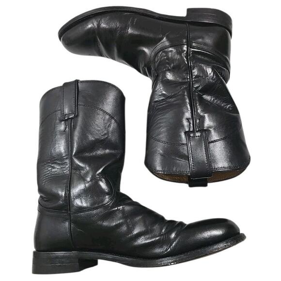 Justin ~Men\'s Size 9.5B~ Black Leather Western Boots. main image 15